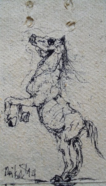 Drawing titled "Horse" by Michele Carosella, Original Artwork, Ink