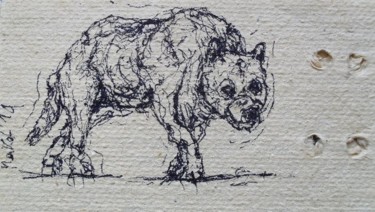 Dessin intitulée "Watchful Dog" par Michele Carosella, Œuvre d'art originale, Encre
