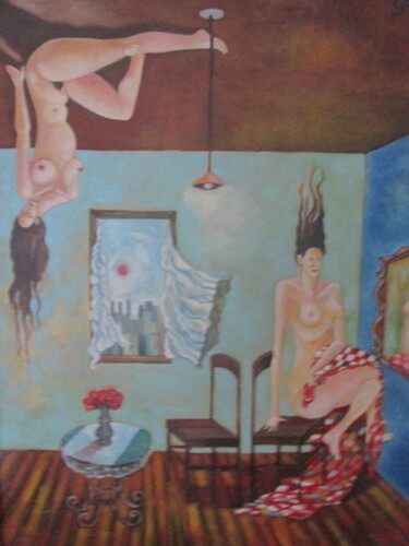 Pintura intitulada "Cena de interior" por Gleidson Riff, Obras de arte originais, Óleo