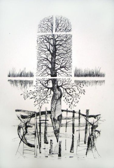 Dessin intitulée "l'arbre danse,,," par Gleisner, Œuvre d'art originale, Autre