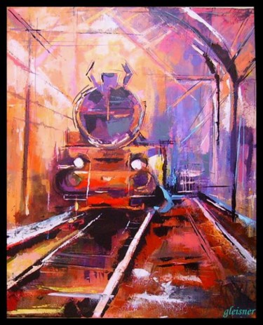 Peinture intitulée "locomotive" par Gleisner, Œuvre d'art originale, Huile