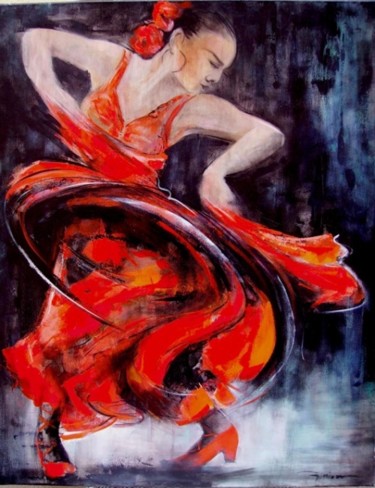 Peinture intitulée "FLAMENCO" par Gleisner, Œuvre d'art originale, Huile