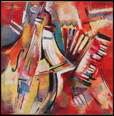 Peinture intitulée "rouge-musique.jpg" par Gleisner, Œuvre d'art originale, Huile