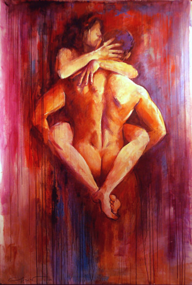 Pittura intitolato "un baisé tendre" da Gleisner, Opera d'arte originale, Acrilico