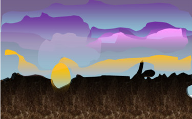 Painting titled "scandinevean-sunset…" by Glenda, Original Artwork