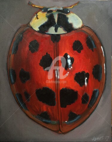 Painting titled "Lady Bug" by Glenda Fell Jones, Original Artwork, Oil