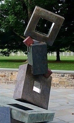 Sculpture titled ""ViEWS THROUGH CUBE…" by Glen Mayo, Original Artwork, Metals