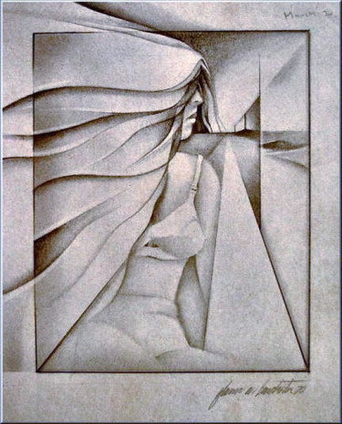 Drawing titled "Figurescape '70" by Glenn Bautista, Original Artwork