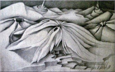 Drawing titled "Leafstairscape '80" by Glenn Bautista, Original Artwork