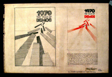 Drawing titled "Year of Demos ' 1970" by Glenn Bautista, Original Artwork