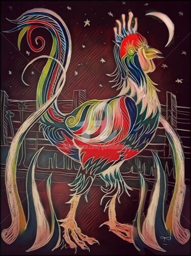 Arte digital titulada "Cock-A-Doodle Doodl…" por Glenn Durrance, Obra de arte original, Pintura Digital