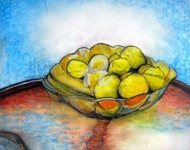 Drawing titled "Lemons on Glass" by Glenn Durrance, Original Artwork, 2D Digital Work