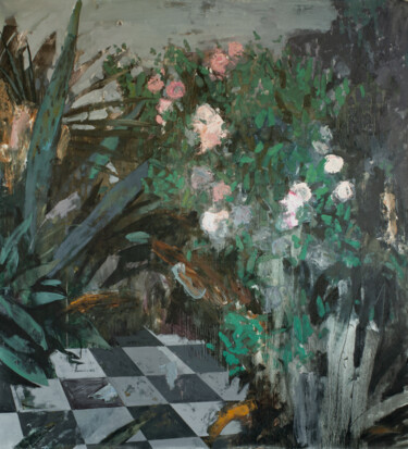 Malarstwo zatytułowany „Secret Garden” autorstwa Glib Franko, Oryginalna praca, Olej Zamontowany na Drewniana rama noszy