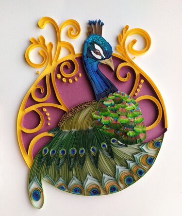 Scultura intitolato "The bird (Peacock)" da Glimpsecraft Priyanka, Opera d'arte originale, Carta