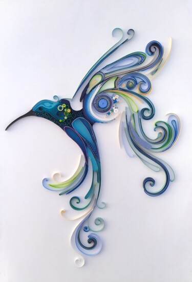Скульптура под названием "The hummingbird art" - Glimpsecraft Priyanka, Подлинное произведение искусства, Бумага