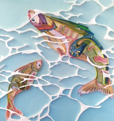 Sculpture intitulée "Fish underwater" par Glimpsecraft Priyanka, Œuvre d'art originale, Papier