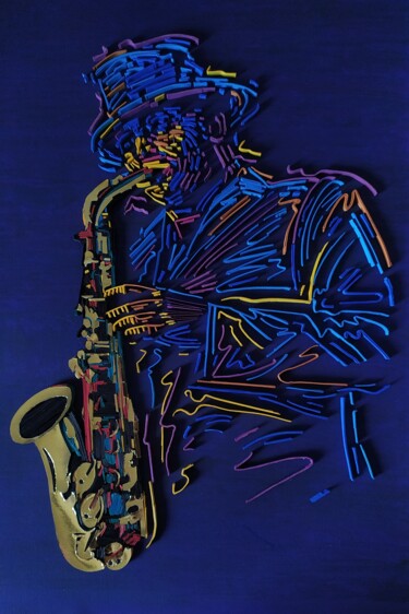 雕塑 标题为“The saxophone player” 由Glimpsecraft Priyanka, 原创艺术品, 纸