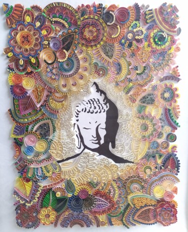 Скульптура под названием "The Buddha art" - Glimpsecraft Priyanka, Подлинное произведение искусства, Акрил