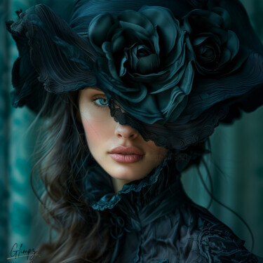 Digital Arts titled "Black Peony" by Glimpz, Original Artwork, AI generated image