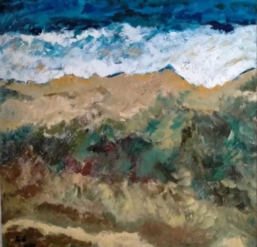 Painting titled "Le blue de mer" by G Riart, Original Artwork, Oil Mounted on Wood Panel