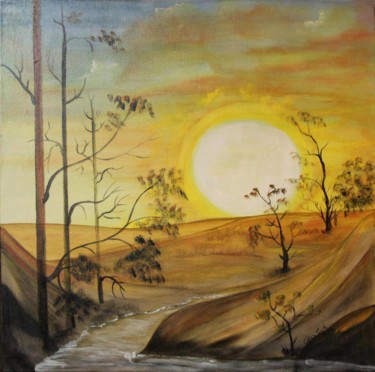 Painting titled "Sorriso da lua" by Glória Costa, Original Artwork, Acrylic
