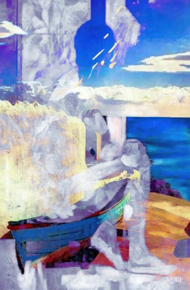 Digital Arts titled "La mujer en la playa" by Gloria Jubero, Original Artwork, Photo Montage