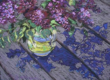 Malerei mit dem Titel "Lilacs" von Gloria Nilsson, Original-Kunstwerk, Pastell