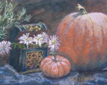 Картина под названием "Harvest Treasures" - Gloria Nilsson, Подлинное произведение искусства, Пастель