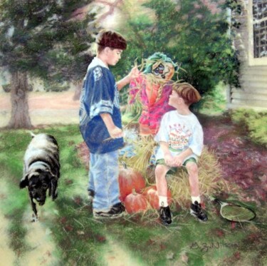 Картина под названием "Scarecrow Stuff" - Gloria Nilsson, Подлинное произведение искусства, Масло