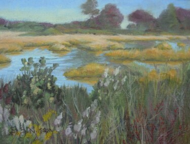 Painting titled "Silent Marshland" by Gloria Nilsson, Original Artwork, Oil