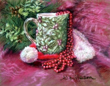 Painting titled "Mom's Holly Pitcher" by Gloria Nilsson, Original Artwork