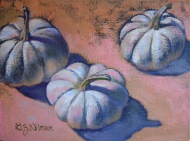 Painting titled "Mini Pumpkins" by Gloria Nilsson, Original Artwork, Oil
