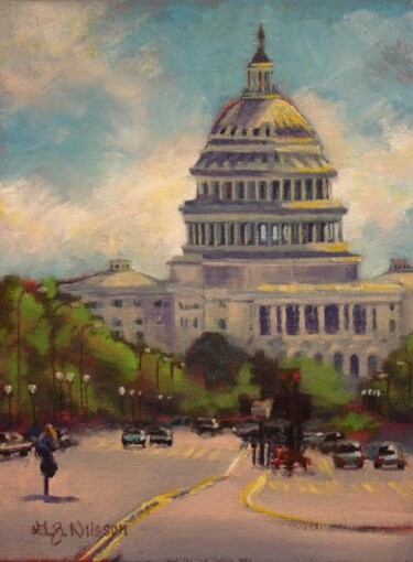 Peinture intitulée "U.S. Capital Buildi…" par Gloria Nilsson, Œuvre d'art originale, Huile