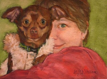 Painting titled "Amy and Me" by Gloria Nilsson, Original Artwork, Oil