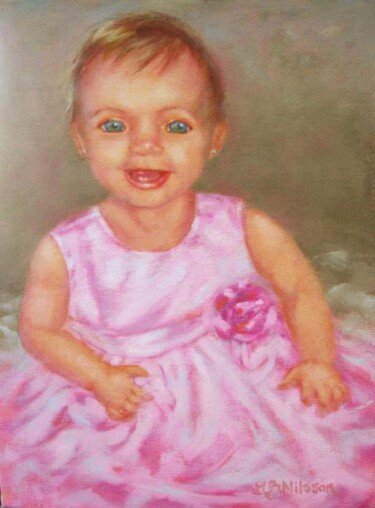 Painting titled "Little Angel" by Gloria Nilsson, Original Artwork, Oil