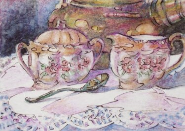 Pittura intitolato "Tea for Two" da Gloria Nilsson, Opera d'arte originale, Olio