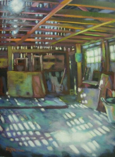 Картина под названием "Fragile Barn Illumi…" - Gloria Nilsson, Подлинное произведение искусства, Масло