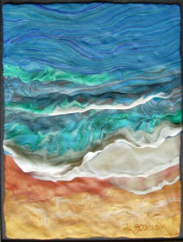 Painting titled "Waves Against the W…" by Gloria Nilsson, Original Artwork, Oil