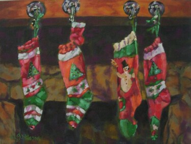 Malerei mit dem Titel "The Stockings" von Gloria Nilsson, Original-Kunstwerk, Öl