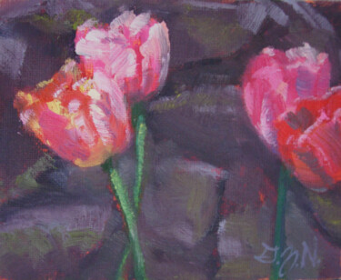 Painting titled "Tulips" by Gloria Nilsson, Original Artwork, Oil