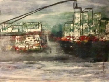 Painting titled "Bateaux" by Gloria Ouaknin, Original Artwork, Acrylic