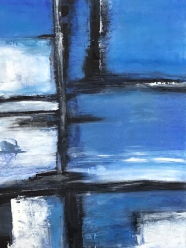Картина под названием "Fenêtre sur la Mer" - Gloria Ouaknin, Подлинное произведение искусства, Масло