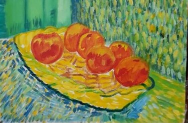 Pittura intitolato "Frutas na cesta" da Gloria Elena Soto Franco Artista Plástica, Opera d'arte originale, Acrilico