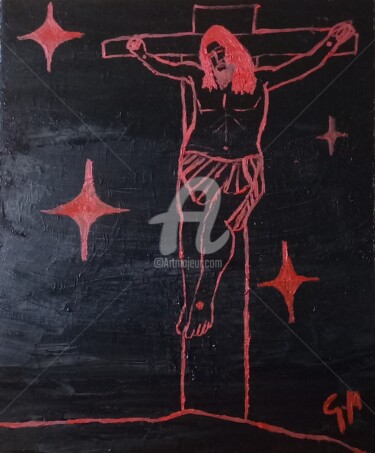 Malerei mit dem Titel "crucifixion sur toi…" von Gm Art, Original-Kunstwerk, Öl