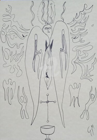 Drawing titled "Automatisme 3" by Gm Art, Original Artwork, Ink