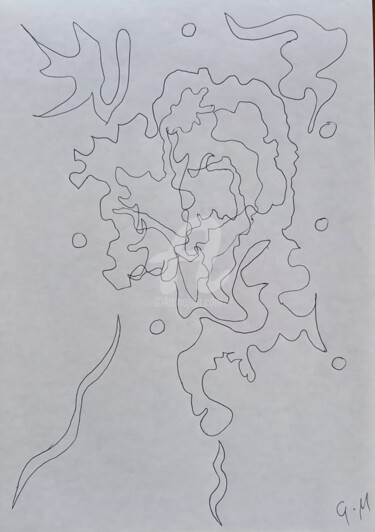 Drawing titled "Automatisme 4" by Gm Art, Original Artwork, Ballpoint pen