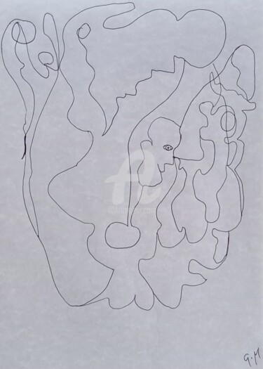 Drawing titled "Automatisme 5" by Gm Art, Original Artwork, Ballpoint pen