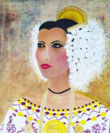 Malerei mit dem Titel "La Brésilienne" von Geneviève Madrigal, Original-Kunstwerk, Öl Auf Keilrahmen aus Holz montiert