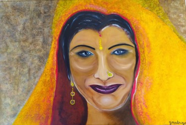 Peinture intitulée "La femme du Nil" par Geneviève Madrigal, Œuvre d'art originale, Huile