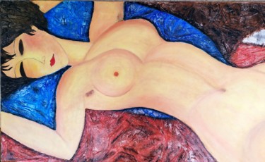 Schilderij getiteld "Lassitude nue d'apè…" door Geneviève Madrigal, Origineel Kunstwerk, Pastel
